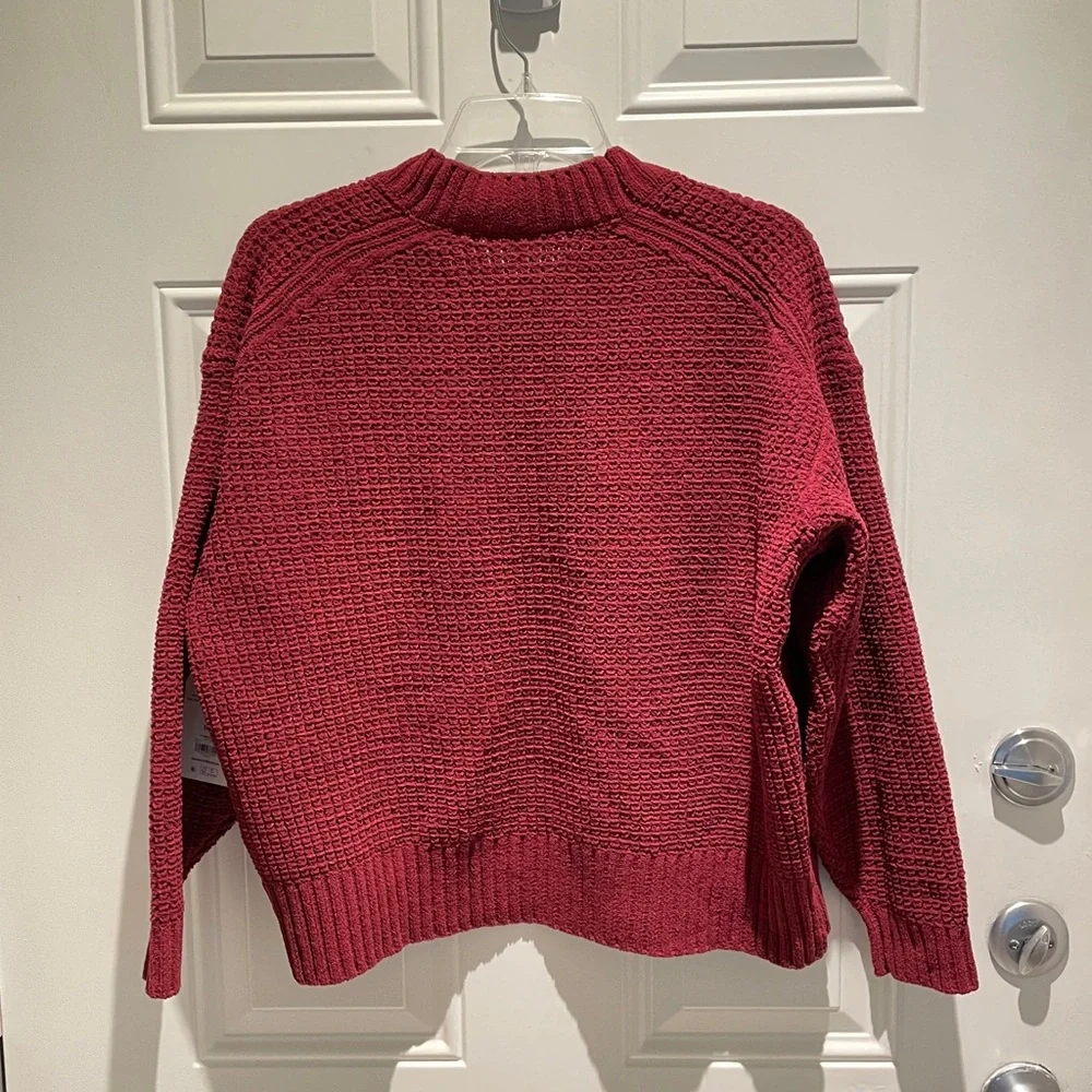 Time and Tru Burgundy Red Soft Chenille Open Front Cardigan Sweater Size Small